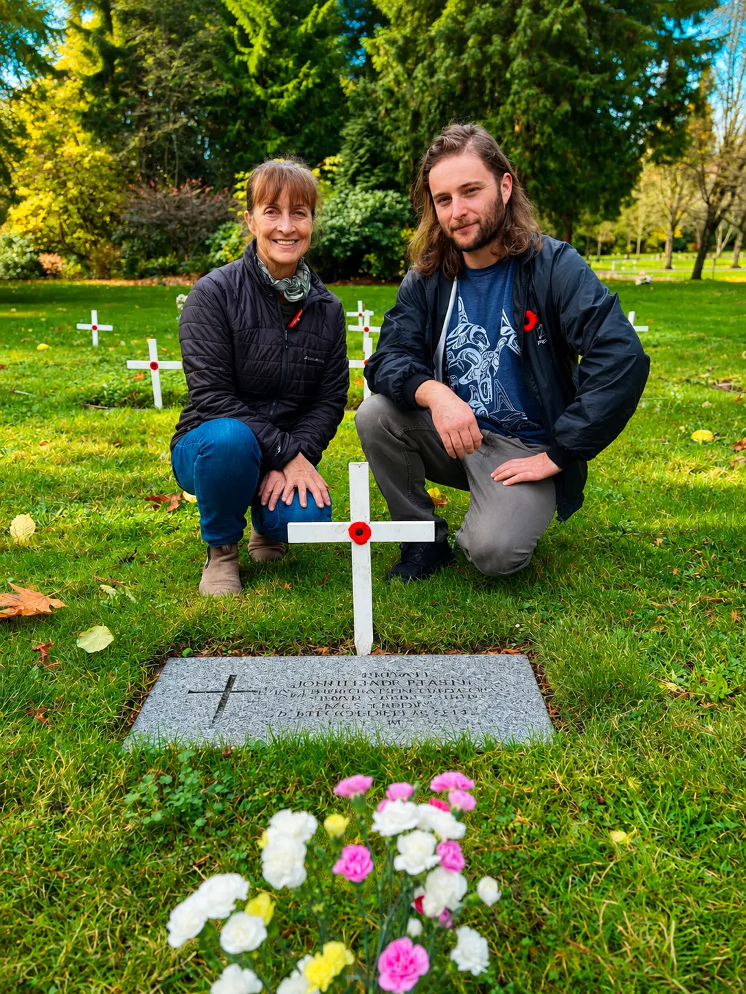 Melinda Slater visiting a veterans memorial in West Vancouver