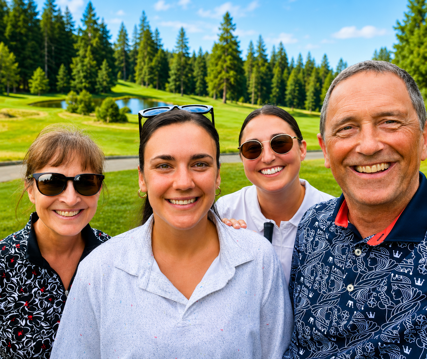 Melinda Slater with family on a golf course in West Vancouver